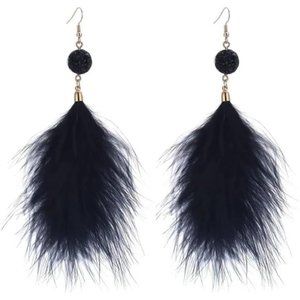 Long Feather Tassel Earrings Bohemian Elegant Dangle Earrings for Women